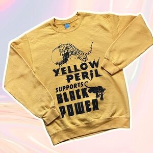 Yellow Peril x Black Panthers 👑 retro mens crewneck sweater